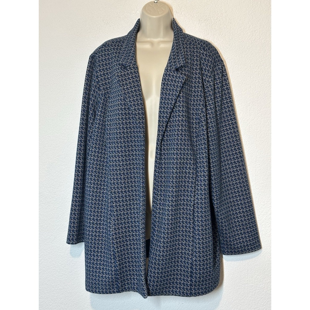 J Jill Wearever Collection Blazer 3X Jacket Knit Open Front Cardigan Geo Topper